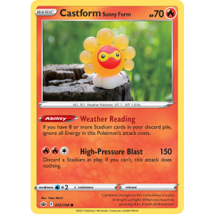 Castform Sunny Form 22/198 Pokemon TCG Sword & Shield Chilling Reign