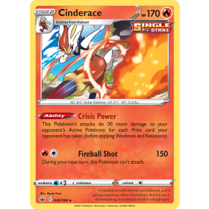 Rare Holo Cinderace 28/198 Pokemon TCG Sword & Shield Chilling Reign