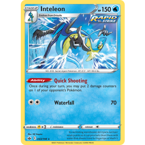 Rare Holo Inteleon 43/198 Pokemon TCG Sword & Shield Chilling Reign