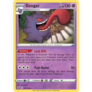 Rare Holo Gengar 57/198 Pokemon TCG Sword & Shield Chilling Reign