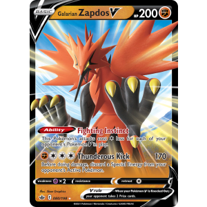 Rare Holo V Galarian Zapdos V 80/198 Pokemon TCG Sword & Shield Chilling Reign