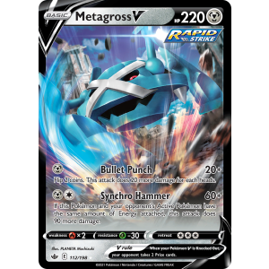 Rare Holo V Metagross V 112/198 Pokemon TCG Sword & Shield Chilling Reign