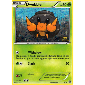  Dwebble 3/12 Pokemon TCG Other McDonald's Collection 2012