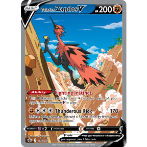 Rare Ultra Galarian Zapdos V 174/198 Pokemon TCG Sword & Shield Chilling Reign