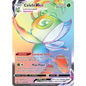 Rare Rainbow Celebi VMAX 199/198 Pokemon TCG Sword & Shield Chilling Reign