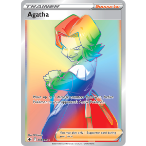 Rare Rainbow Agatha 210/198 Pokemon TCG Sword & Shield Chilling Reign