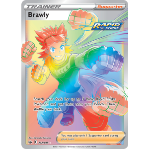 Rare Rainbow Brawly 212/198 Pokemon TCG Sword & Shield Chilling Reign