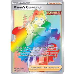 Rare Rainbow Karen's Conviction 216/198 Pokemon TCG Sword & Shield Chilling Reign