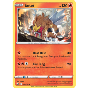 Rare Holo Entei 20/163 Pokemon TCG Sword & Shield Battle Styles