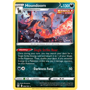 Rare Holo Houndoom 96/163 Pokemon TCG Sword & Shield Battle Styles