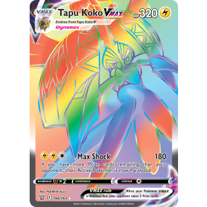 Rare Rainbow Tapu Koko VMAX 166/163 Pokemon TCG Sword & Shield Battle Styles