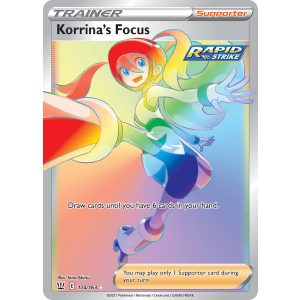 Rare Rainbow Korrina's Focus 174/163 Pokemon TCG Sword & Shield Battle Styles