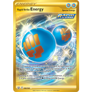 Rare Secret Rapid Strike Energy 182/163 Pokemon TCG Sword & Shield Battle Styles