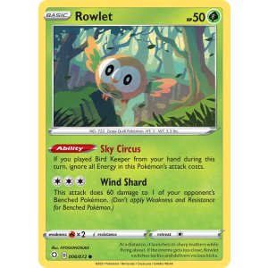 Rowlet 6/72 Pokemon TCG Sword & Shield Shining Fates