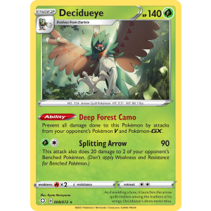 Rare Holo Decidueye 8/72 Pokemon TCG Sword & Shield Shining Fates