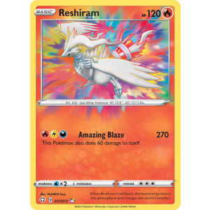 Amazing Rare Reshiram 17/72 Pokemon TCG Sword & Shield Shining Fates