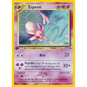 Rare Holo Espeon 1/75 Pokemon TCG Neo Neo Discovery