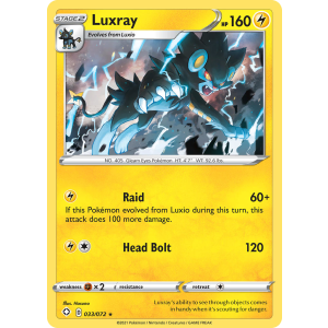 Rare Holo Luxray 33/72 Pokemon TCG Sword & Shield Shining Fates