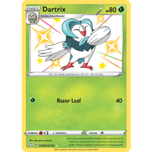 Rare Shiny Dartrix SV002/122 Pokemon TCG Sword & Shield Shining Fates Shiny Vault