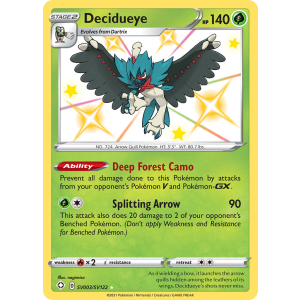 Rare Shiny Decidueye SV003/122 Pokemon TCG Sword & Shield Shining Fates Shiny Vault