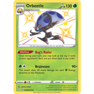 Rare Shiny Orbeetle SV009/122 Pokemon TCG Sword & Shield Shining Fates Shiny Vault