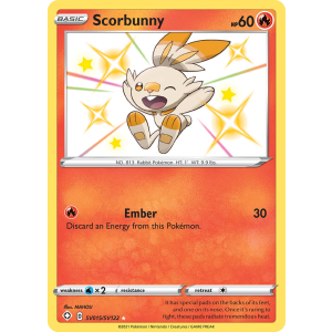 Rare Shiny Scorbunny SV015/122 Pokemon TCG Sword & Shield Shining Fates Shiny Vault