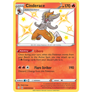 Rare Shiny Cinderace SV017/122 Pokemon TCG Sword & Shield Shining Fates Shiny Vault