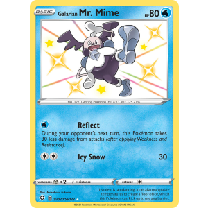 Rare Shiny Galarian Mr. Mime SV020/122 Pokemon TCG Sword & Shield Shining Fates Shiny Vault