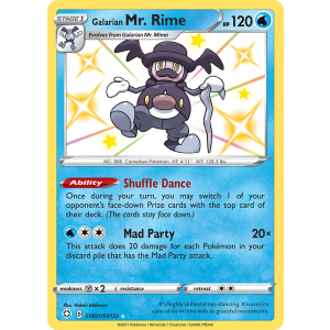 Rare Shiny Galarian Mr. Rime SV021/122 Pokemon TCG Sword & Shield Shining Fates Shiny Vault