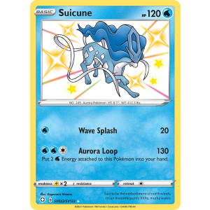 Rare Shiny Suicune SV022/122 Pokemon TCG Sword & Shield Shining Fates Shiny Vault