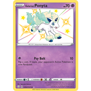 Rare Shiny Galarian Ponyta SV047/122 Pokemon TCG Sword & Shield Shining Fates Shiny Vault