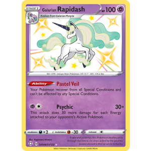 Rare Shiny Galarian Rapidash SV048/122 Pokemon TCG Sword & Shield Shining Fates Shiny Vault