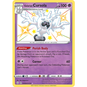 Rare Shiny Galarian Cursola SV050/122 Pokemon TCG Sword & Shield Shining Fates Shiny Vault