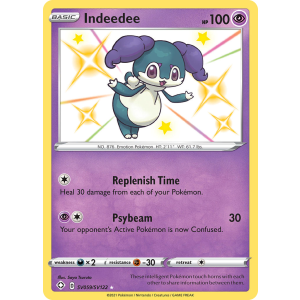 Rare Shiny Indeedee SV059/122 Pokemon TCG Sword & Shield Shining Fates Shiny Vault