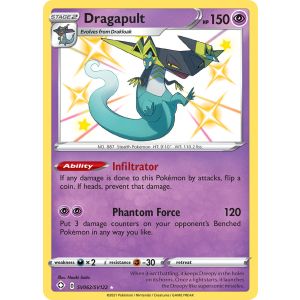 Rare Shiny Dragapult SV062/122 Pokemon TCG Sword & Shield Shining Fates Shiny Vault