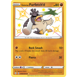 Rare Shiny Galarian Farfetch'd SV063/122 Pokemon TCG Sword & Shield Shining Fates Shiny Vault