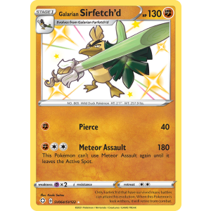 Rare Shiny Galarian Sirfetch'd SV064/122 Pokemon TCG Sword & Shield Shining Fates Shiny Vault