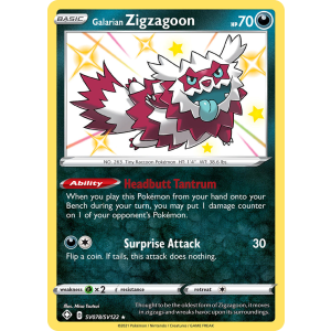 Rare Shiny Galarian Zigzagoon SV078/122 Pokemon TCG Sword & Shield Shining Fates Shiny Vault