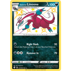 Rare Shiny Galarian Linoone SV079/122 Pokemon TCG Sword & Shield Shining Fates Shiny Vault