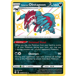 Rare Shiny Galarian Obstagoon SV080/122 Pokemon TCG Sword & Shield Shining Fates Shiny Vault