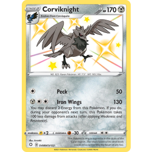 Rare Shiny Corviknight SV089/122 Pokemon TCG Sword & Shield Shining Fates Shiny Vault