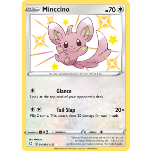 Rare Shiny Minccino SV093/122 Pokemon TCG Sword & Shield Shining Fates Shiny Vault