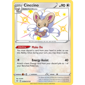 Rare Shiny Cinccino SV094/122 Pokemon TCG Sword & Shield Shining Fates Shiny Vault