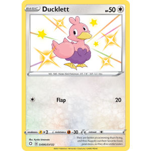 Rare Shiny Ducklett SV095/122 Pokemon TCG Sword & Shield Shining Fates Shiny Vault