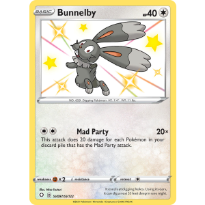 Rare Shiny Bunnelby SV097/122 Pokemon TCG Sword & Shield Shining Fates Shiny Vault