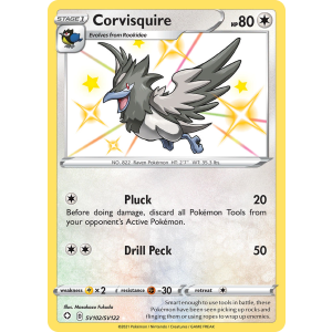 Rare Shiny Corvisquire SV102/122 Pokemon TCG Sword & Shield Shining Fates Shiny Vault