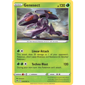 Rare Holo Genesect 16/185 Pokemon TCG Sword & Shield Vivid Voltage