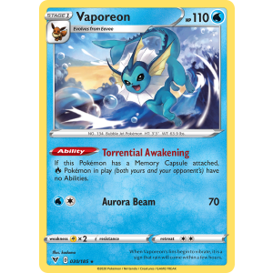 Vaporeon 30/185 Pokemon TCG Sword & Shield Vivid Voltage