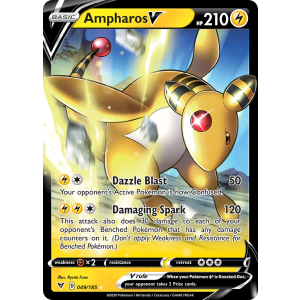 Rare Holo V Ampharos V 49/185 Pokemon TCG Sword & Shield Vivid Voltage