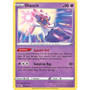 Rare Holo Diancie 79/185 Pokemon TCG Sword & Shield Vivid Voltage